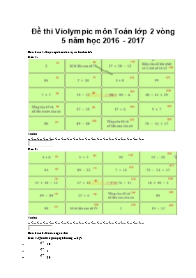 Đề thi Violympic môn Toán lớp 2 vòng 5 - Năm học 2016-2017